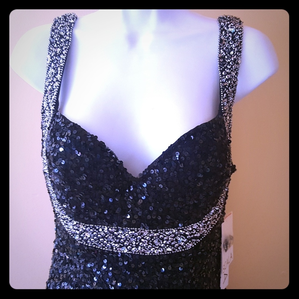 Scala black and silver evening dress